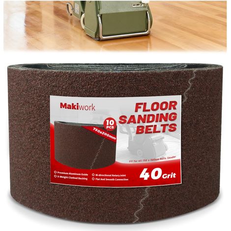 Lot de 10 bandes abrasives 750 x 200 mm en oxyde d'aluminium K40 pour ponceuse à parquet - Compatible avec Scorpion (1/5)