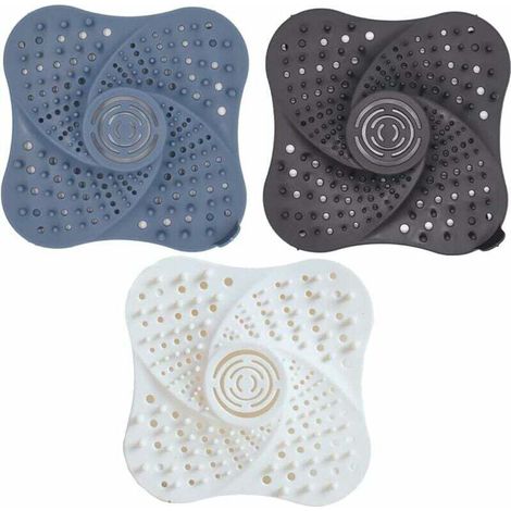 Tapones de desagüe para ducha, 3 unidades, de silicona, con filtro y ventosa, para recoger el pelo en el tubo de la ducha, para cocina y baño. Fácil de limpiar - Crezuo