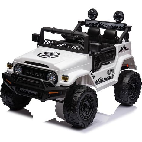 Macchina Elettrica per Bambini Fuoristrada Toyota Fj Cruiser 12V Telecomando Ruote in Gomma e Sedile in Pelle Bianco (1/5)