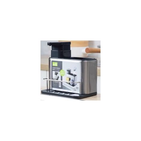 Organisateur de lavabo, distributeur de savon, acier inoxydable, argent (1/5)