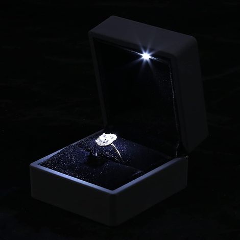 LED Jewelry Box with Light-Up Storage Case, Rubber and Plush for Necklace, Bracelet, Ring, Pendant, 4 Types of Gift Box with LED Light Display for Women (1/5)