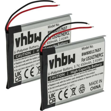 vhbw 2x Akku Ersatz für Sony 1-756-920-21, 1-756-920-32, 1-756-920-31 für Wireless Headset Kopfhörer (650 mAh, 3,7 V, Li-Polymer)