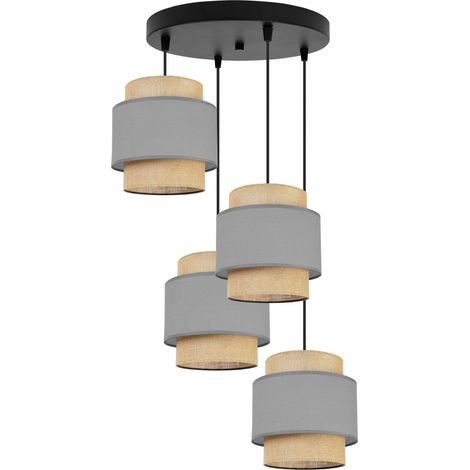 Hängelampe, Kronleuchter, Deckenlampe, Boho-Jute-Lampenschirm (1/5)