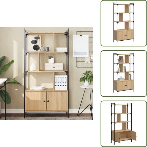 The Living Store Bücherregal mit Tür Sonoma-Eiche 76,5x30x154,5 cm Holzwerkstoff - Buche Regal - Bücherständer - Holzregal - Wohnraum Dekoration - Schlafzimmer Organisation