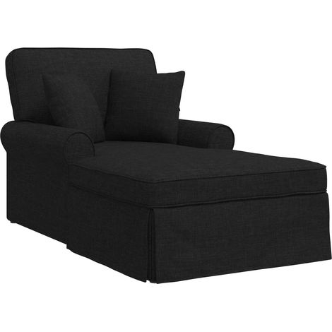 Chaise Lounge with Skirt with Cushion 3 pcs Black Fabric vidaXL