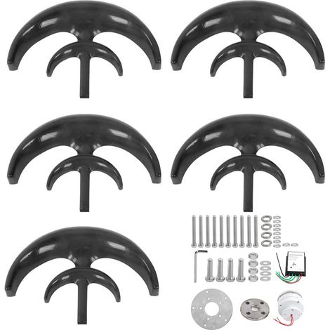 Éolienne 5 pales 800W 12V, kit générateur éolien domestique, équipement énergie noire type lanterne, production d'électricité industrielle, installation résidentielle. (1/5)