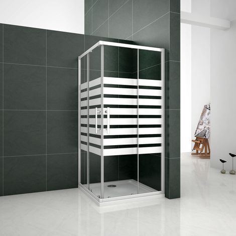 Mamparas de ducha con Puerta corredera de 8 ruedas vidrio templado 5MM 80x80x195cm (1/5)