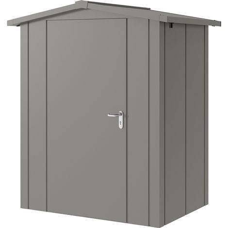 Hörmann Metall-Gerätehaus "Juno" mit Satteldach, JSD1 - Design, 166 x 118 cm (B x T), graualuminium, 1-flüglige Tür, Anschlag links (1/5)