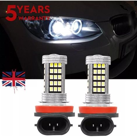 Lot de 2 ampoules LED H8 blanches 6000 K avec anneau halo Angel Eyes pour BMW E92 E91 E60