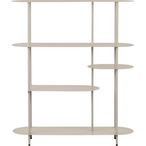 Libreria Rieti asimmetrica a 5 ripiani in metallo sabbia 118×31×139 cm (1/5)