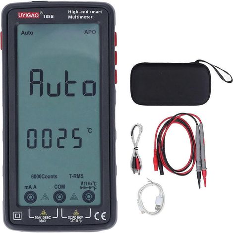 Multimètre WiFi avec port USB, affichage numérique, mesure de tension, température, résistance, courant et capacité (1/4)