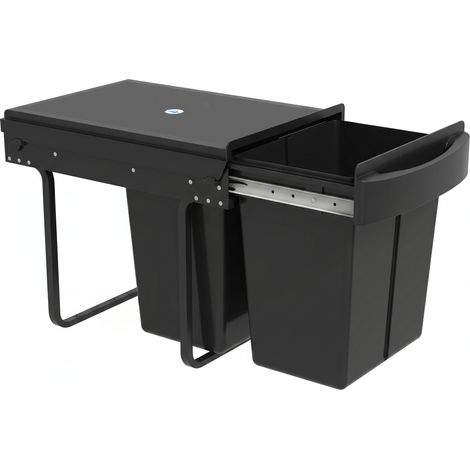 HOMCOM Kitchen Cupboard Bin with 40L Dual Compartment, Pull Out Bin, Black (1/5)