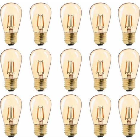 LED vintage light bulb E27, ST45, easy to install, 1 W = 10 W incandescent bulb, super warm white 2200 K, E27 base, bedside lamp, gold-colored glass, non-dimmable, 15-pack [Energy class G] (1/5)