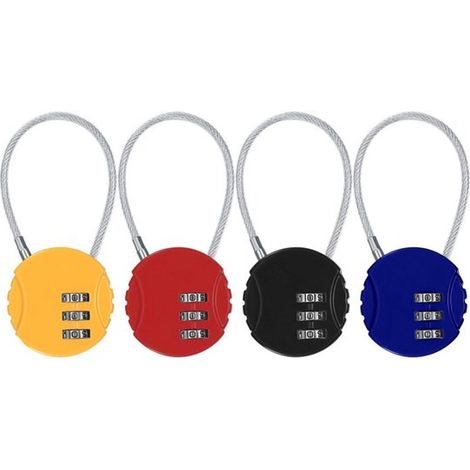 Pièces - Serrure de Valise - Serrure à Combinaison - Serrure de Voyage - Serrure de Bagage - 8,853,81,2 cm - Noir + Bleu Royal + Rouge + Jaune - Alliage de Zinc - Serrure à Combinaison - Verrouillage (1/5)