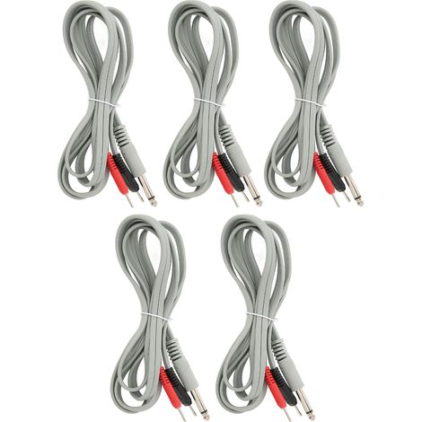 Lot de 5 câbles d'électrodes 2 en 1 avec connecteur à 6,35 broches pour appareil de massage TENS, longueur 1,8 m (5,9 pi). (1/5)