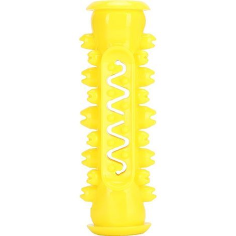 Chien de compagnie TPR sécurité molaire nettoyage dent tige Puzzle formation jouer mordre brosse à dents jouet jaune (1/5)