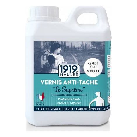 Vernis bois incolore aspect cire 0,5L – Protection extrême contre taches alimentaires – Application facile sur bois brut – Fabrication française – 1919 By Mauler