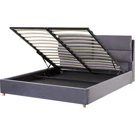 Ottoman Bed Velvet BATILLY 160 x 200 cm (EU King Size) Grey (1/5)
