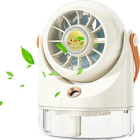 Ventilateur brumisateur – Rechargeable et très performant portatif pour la maison, la chambre, le bureau, et la randonnée-Blanc (1/5)