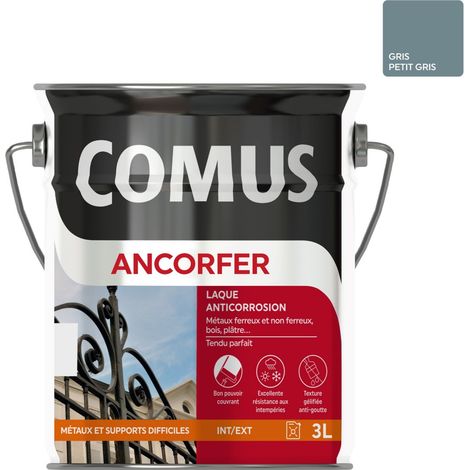 ANCORFER BRILLANT 3L Gris petit gris - Peinture-laque antirouille pour métaux et autres supports - COMUS (1/3)