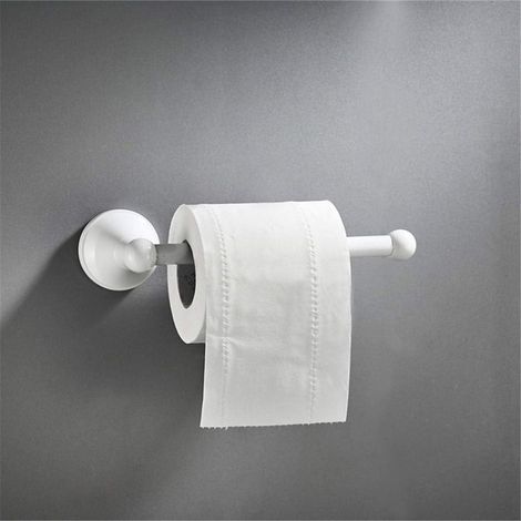 Porte-rouleau sans couvercle, barre de papier hygiénique en laiton, Support de papier Cuisine montage à vis mural, 20 cm, blanc (1/5)