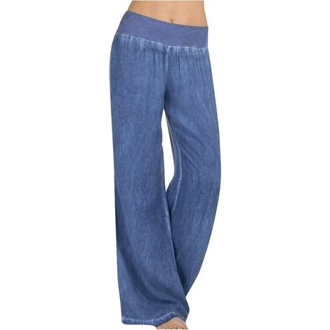 Pantalon de yoga léger pour femmes, pantalon cargo ample en denim, tenue décontractée d'été, sport et loisirs (1/5)