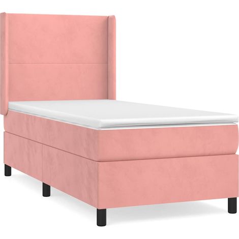 Maison Exclusive - Cama box spring con colchón terciopelo rosa 90 (1/5)