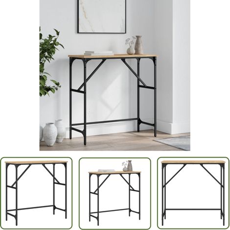 The Living Store Table console chêne sonoma 75x32x75 cm bois d'ingénierie - Table Console - Meuble D'entrée - Table Allongée - Table Design - Table Industrielle (1/5)