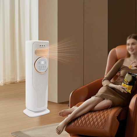 33x28x85cm Ventilateur Chauffant et Froid, avec Télécommande et Humidification, Radiateur Soufflant 2000W Silencieux, 45W Refroidisseur Air, avec Réservoir D'eau de 2 Litres (Blanc) (1/5)