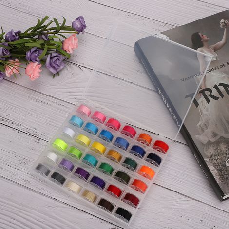 Kit de fil à coudre de haute qualité avec canette, 36 compartiments de fil à coudre coloré, boîte colorée. (1/5)