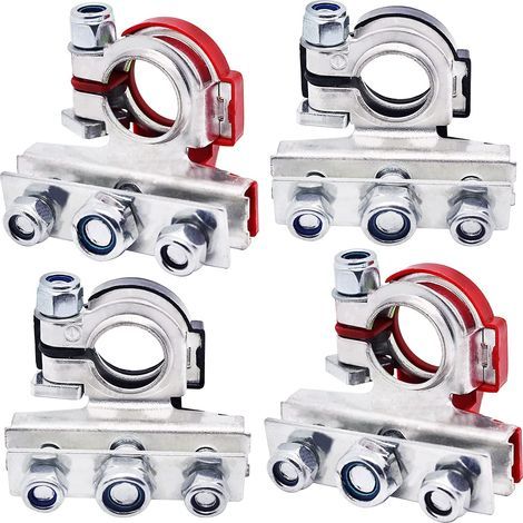 Lot de 2 bornes de batterie de voiture - 12 V - En cuivre galvanisé - Pour bornes de batterie positive négative (1/5)