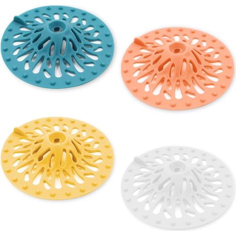 Grille de siphon de sol en forme de volcan, 4 pièces, pour baignoire et baignoire (1/5)