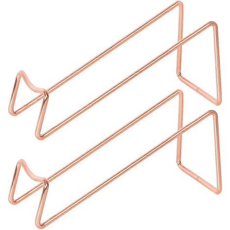 Lot de 2 porte-bouteilles en métal, présentoir à vin, étagère à vin en fer forgé pour bureau-19.00X8.50X6.00CM-Rose Gold (1/3)