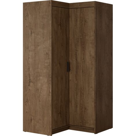 Armario de rincón Novduni 116, Roble de lefkada, 191x98x98cm, Puertas de armario: Con bisagras, Número de estantes: 0 (1/4)