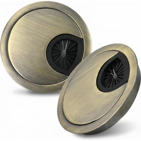2 Pcs Passe Câbles Bureau 60mm, Cache Trou de Câble Passe Fil en Alliage de Zinc pour Bureaux et Plans de Travail (Bronze) (1/5)