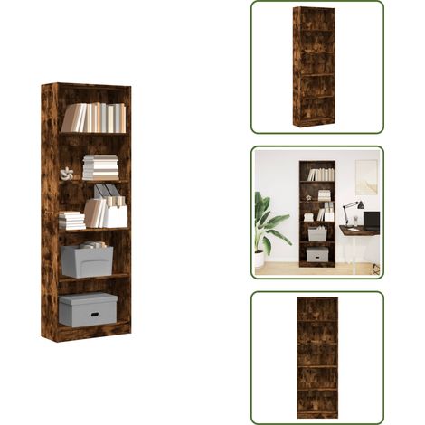 Libreria per ufficio - vidaXL Libreria Rovere Fumo 60x24x176 cm in Legno Multistrato - Libreria con scomparti
