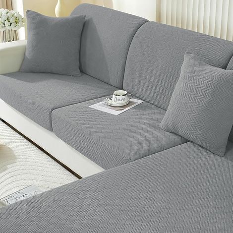 Housse Assise Canapé Extensible, Housse De Coussin Canapé, Universelle Housse Coussin Canape, Protection Meubles Couvre pour Canapé Antidérapante Couverture Canape (2 Place, Gris Clair) (1/5)