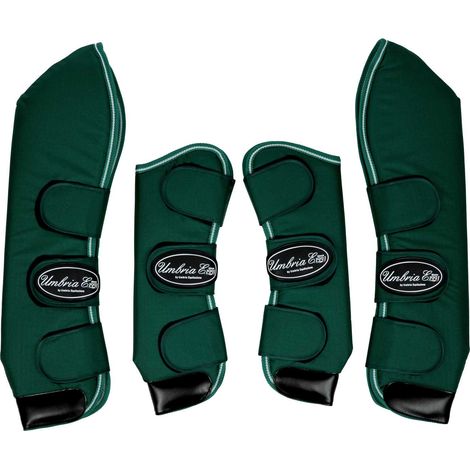 UMBRIA EQUITAZIONE Set VERDE PONY paracolpi trasporto con rinforzi pelle