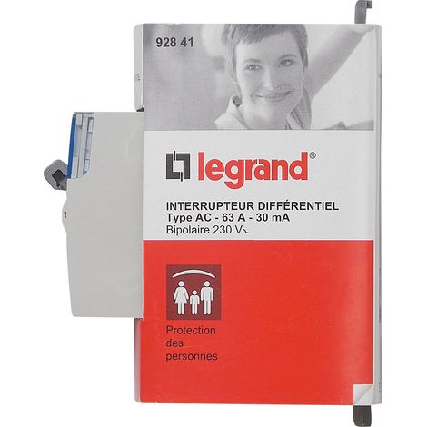 Legrand - Interrupteur différentiel bipolaire - 2P - type AC 30mA arrivée haut/départ bas 63A