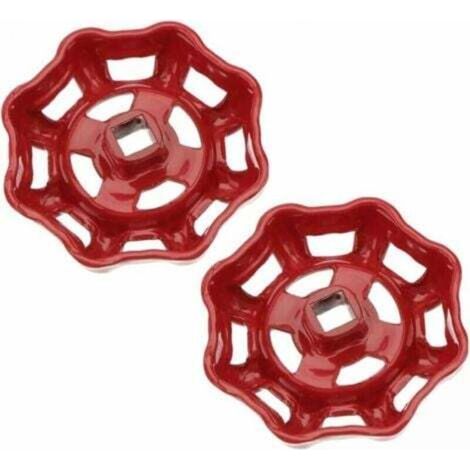Volant de vanne en fer rouge 7x7 mm – Lot de 2 poignées pour robinet d’arrêt et vanne à boisseau sphérique (1/4)