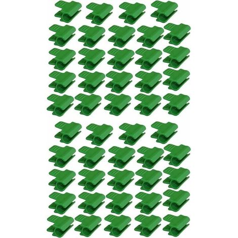 48 Stück Gartenschlauch-Clips, Gartenschuppen-Folienzubehör, 16 mm Außendurchmesser, Pflanzenstäbe, Gewächshaus-Kunststoff-Clips, grün (1/4)