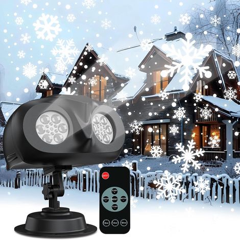 Projecteur Lumineux Flocon de Neige Double Head Extérieur, IP65 Étanche & Rotation 180°, Projection Large Surface Super Lumineuse - Éclairage Noël (1/5)