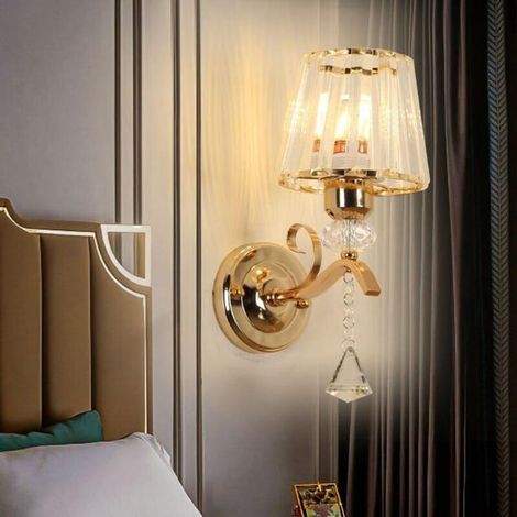 Applique murale en cristal doré, style moderne élégant, luminaire décoratif mural pour salon, chambre ou hôtel – éclat raffiné