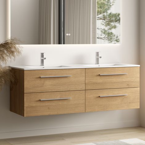 LOMAZOO meuble de salle de bain Valeno chêne clair - 140 cm - (1/5)