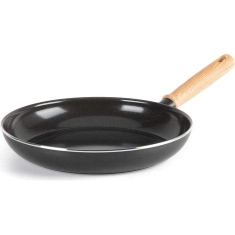 Poêle à Frire en Céramique Antiadhésive de 26 cm, Poignée à Apparence en Bois, Sans PFAS, Compatibles avec l'Induction, Va au Four, Va au Lave-Vaisselle, Gris (1/5)