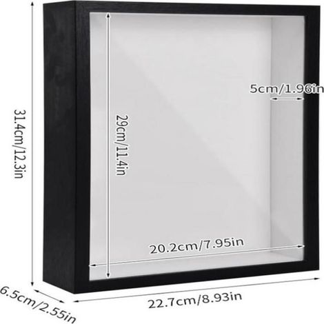 Boîte vitrine 3D – Cadre photo 3D – Cadre profond – Vitrine – Fixation murale ou sur table – Format A4 – 5 cm de profondeur – MDF – (1/5)