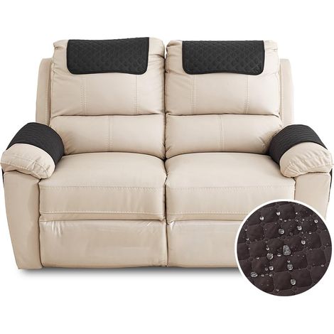 Housses d'accoudoirs de canapé, housses d'appuie-tête imperméables, avec poches, adaptées aux accoudoirs de fauteuils inclinables, housses d'accoudoirs matelassées antidérapantes, quatre pièces. (1/5)