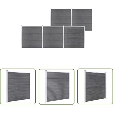 The Living Store Gartenzaun WPC 872x186 cm Grau - Gartenzaun - WPC Zaun - Holz-Look Zaun - Wetterfest - Robust (1/5)