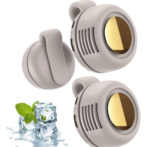Mini Ventilateur à Clip Portable – 3 Vitesses, Sans Pales, Silencieux, Rechargeable pour Bureau, Voyage, Extérieur, Se Fixe sur Chemise et Ceinture (Blanc-2pcs)