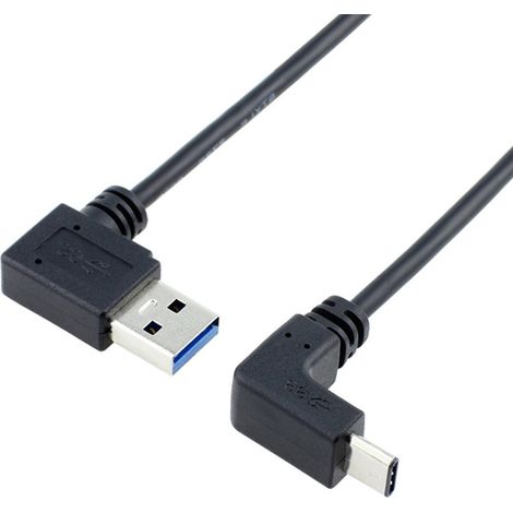 Cablecc Câble de Données USB 3.1 USB-C Coudé à 90 Degrés Vers le Haut/Bas/Gauche A Mâle pour Tablette et Téléphone (1/5)